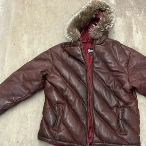 Schott  genuine leather puffer down coat